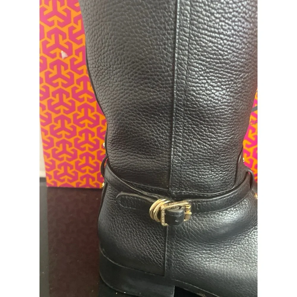 Tory Burch Marlene  Black Leather Riding Boots Women's SZ 9.5 M Knee-High Boots - Picture 6 of 15